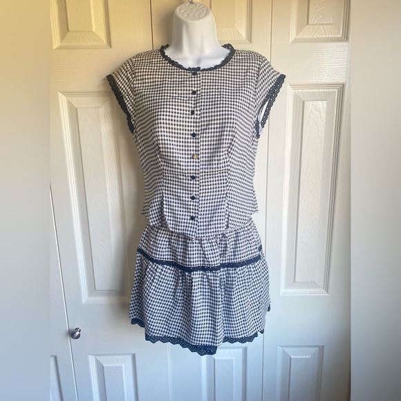 New Reformation Valetta Black and White Checkered Two-Piece Set Size 4 - Picture 7 of 15